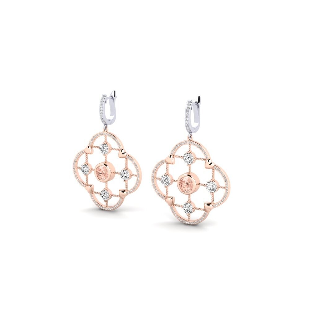 14ct White & Rose Gold Morganite Women's Earring Adablm