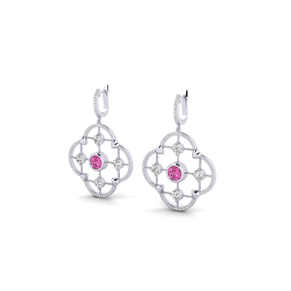 18k Oro Blanco Topacio Rosa Pendiente de mujer Adablm