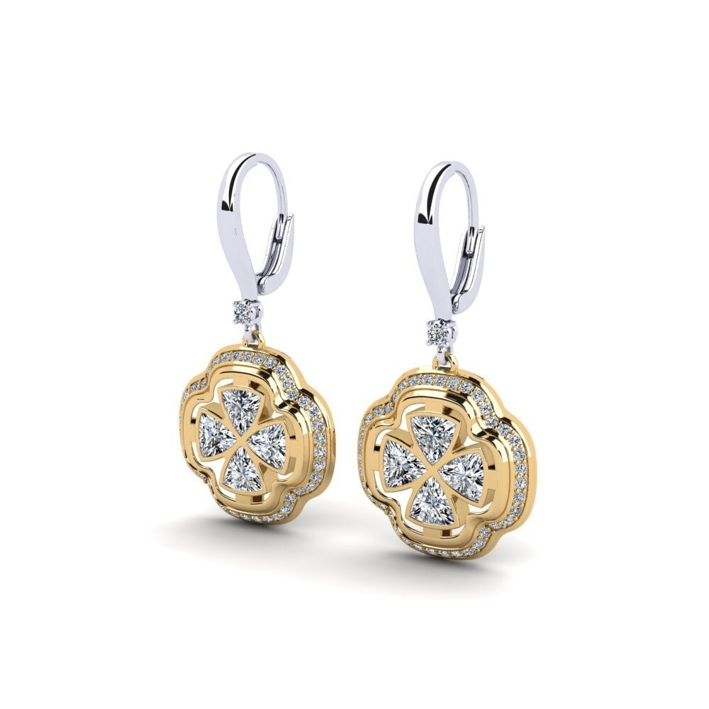 14k Oro Blanco / Amarillo Trillón Pendiente de mujer Aguna