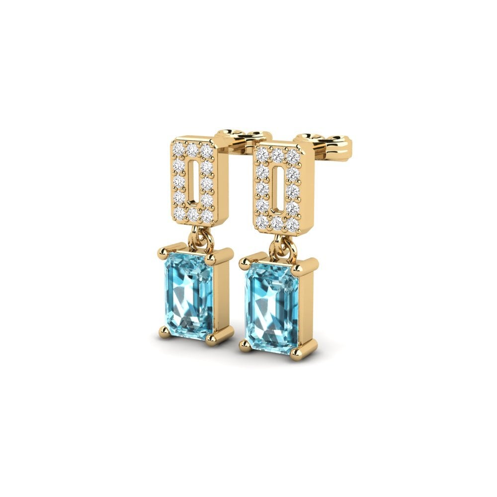 Esmeralda Zircão Azul Brincos Feminino Aix