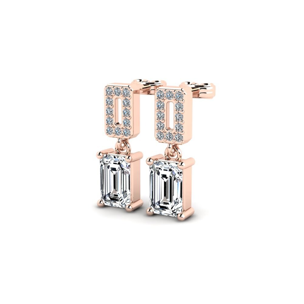 14k Oro Rosa Esmeralda Pendiente de mujer Aix