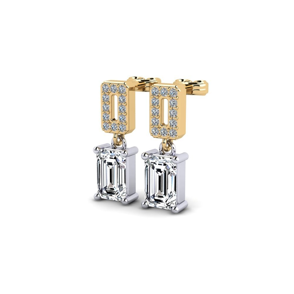 14k Oro Amarillo & Blanco Esmeralda Pendiente de mujer Aix