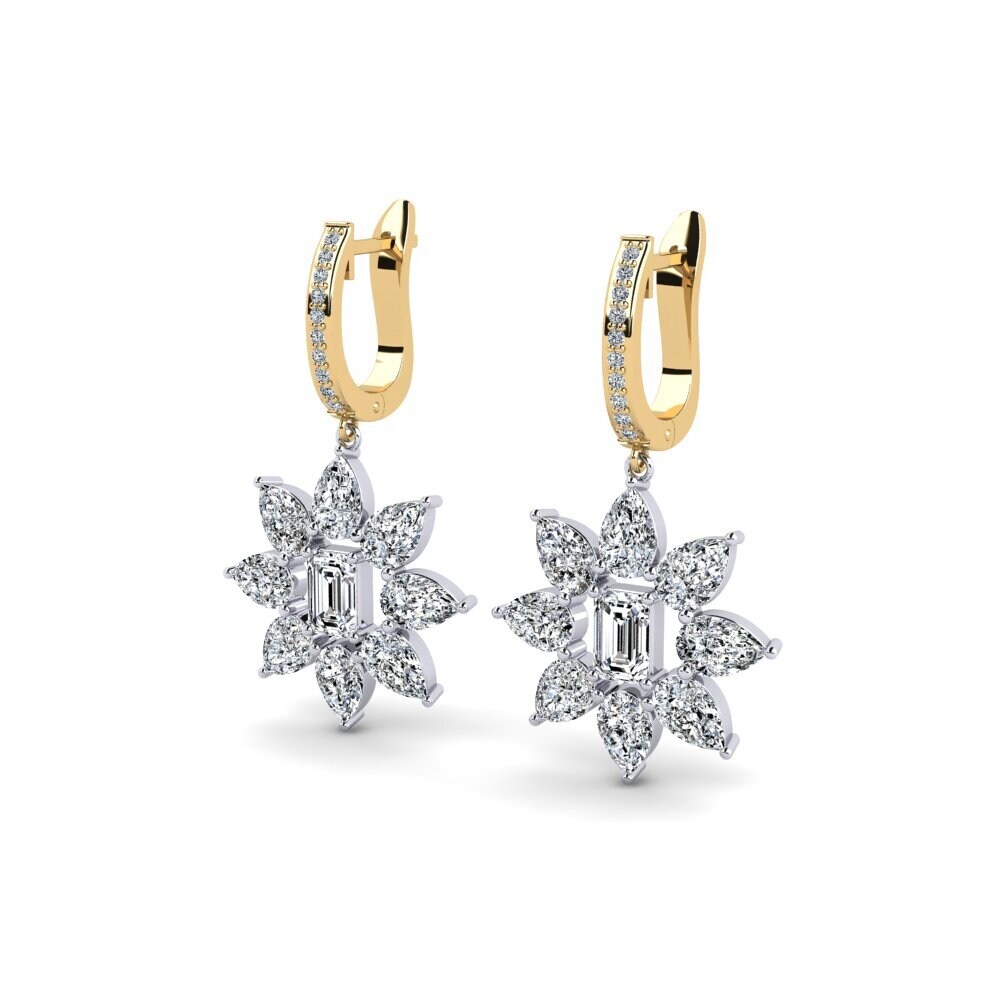 14k Oro Amarillo & Blanco Esmeralda Pendiente de mujer Ajaccio