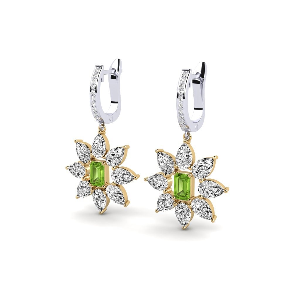9ct White & Yellow Gold Peridot Women's Earring Ajaccio