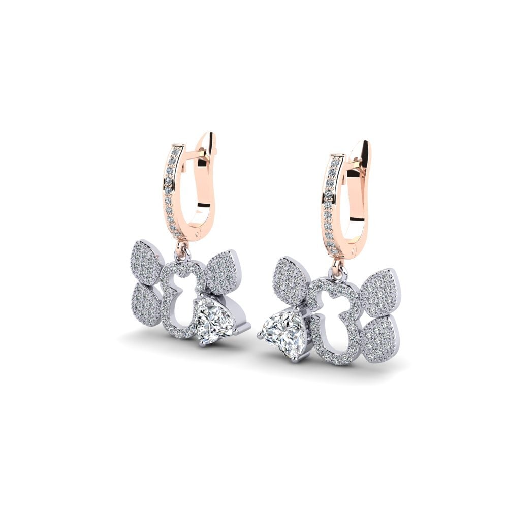 9k Oro Rosa & Blanco Pendiente de mujer Annityupe