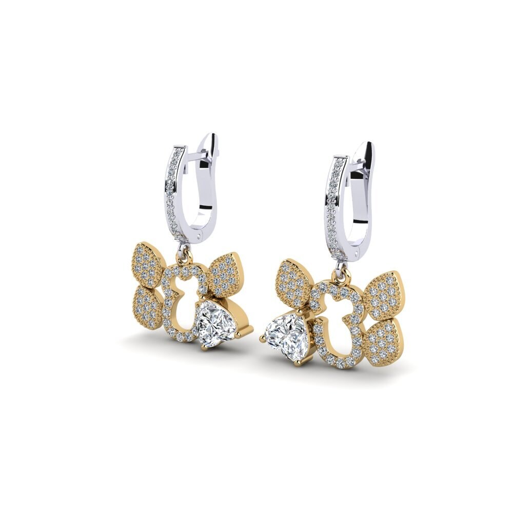 9k Oro Blanco & Amarillo Pendiente de mujer Annityupe