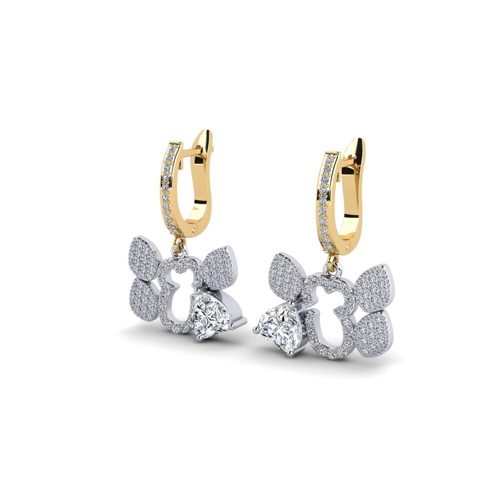 14k Oro Amarillo/Blanco Pendiente de mujer Annityupe