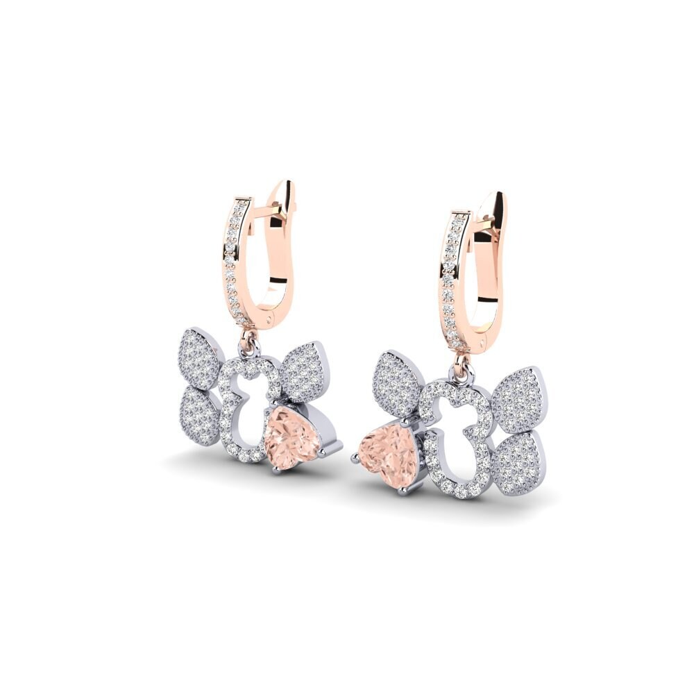 9k Oro Rosa & Blanco Morganita Pendiente de mujer Annityupe