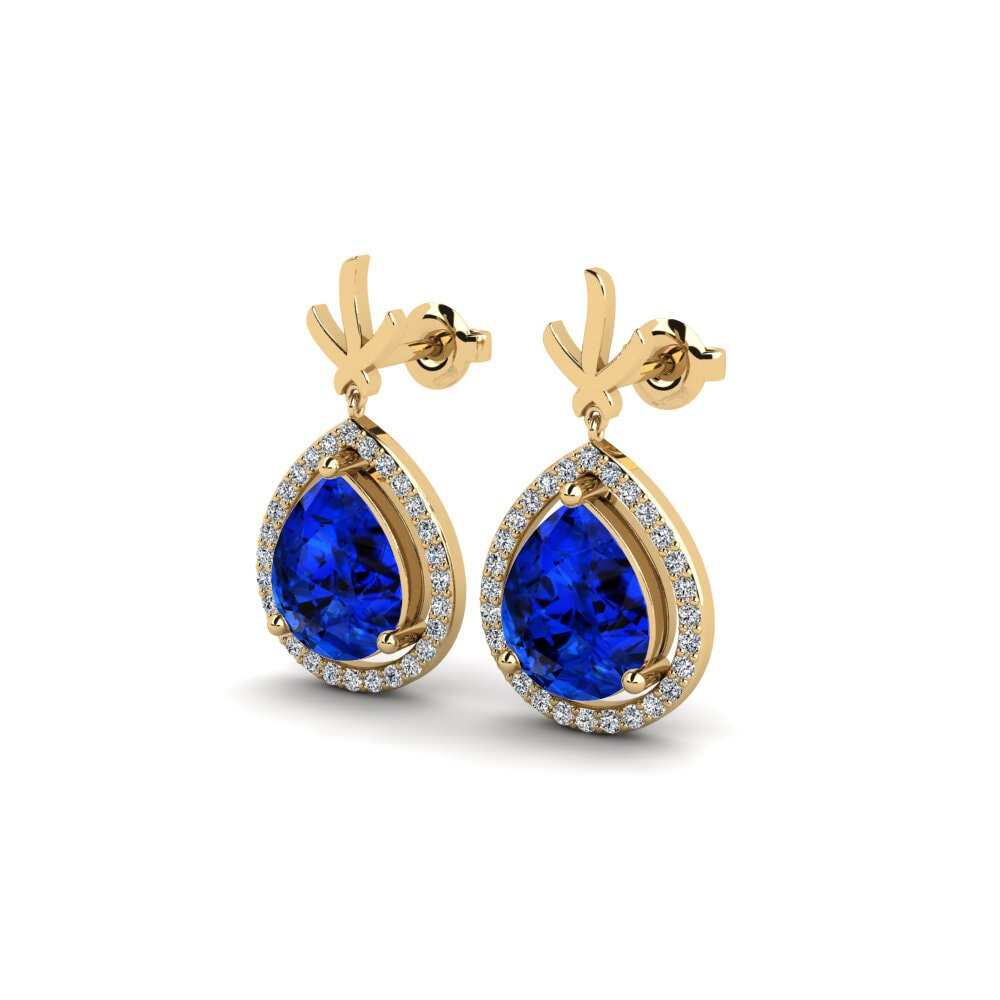 Pear Sapphire (Lab Created) Women's Earring Atendo