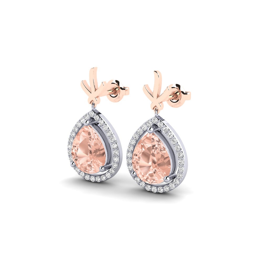 14ct White & Rose Gold Morganite Women's Earring Atendo
