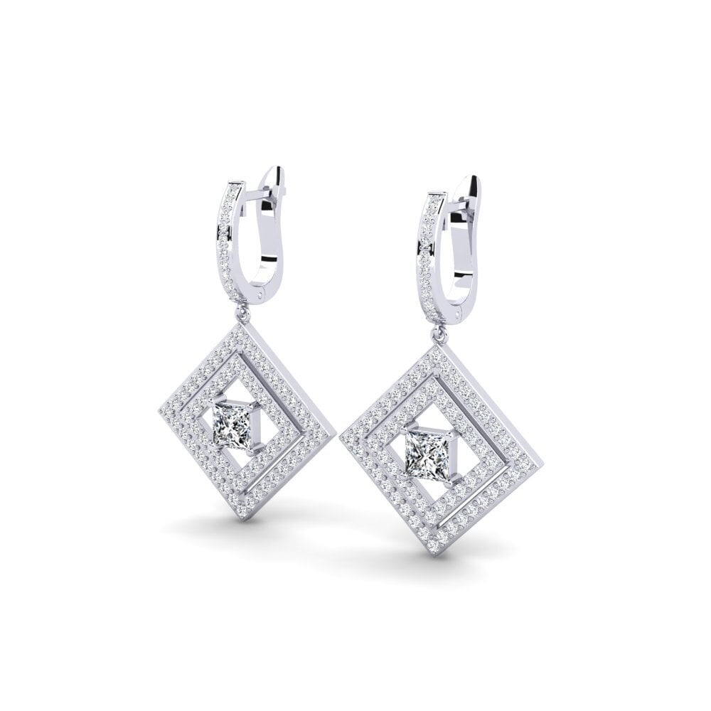 14k Oro Blanco Princesa Pendiente de mujer Audignon