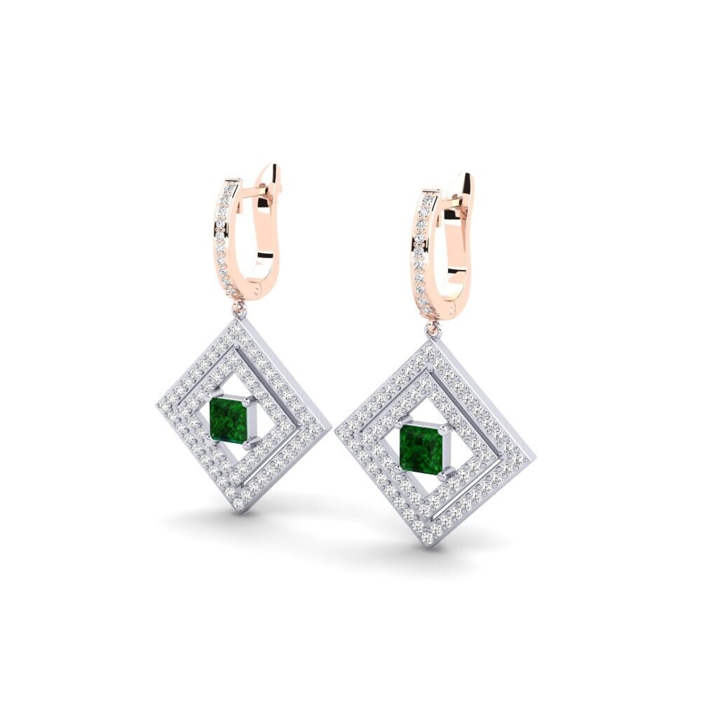 Vermelho & Branco-14K Tsavorite Brincos Feminino Audignon