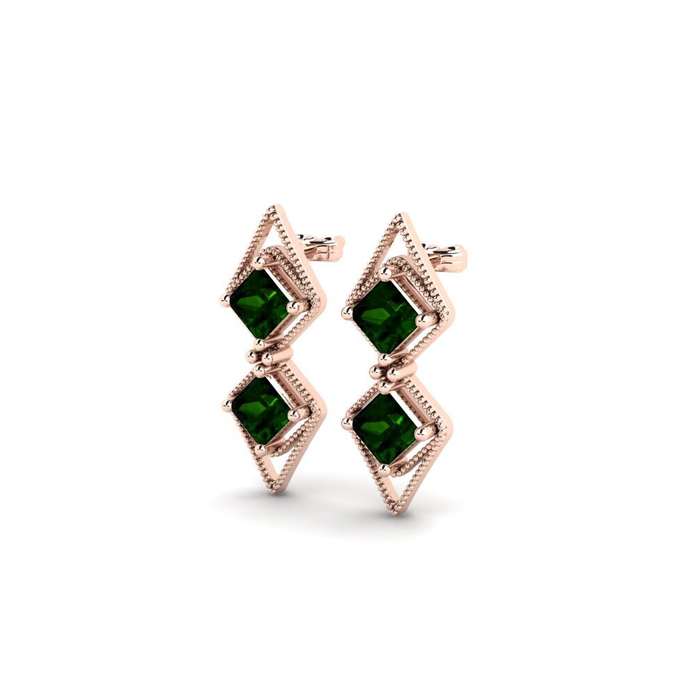 14ct Rose Gold Green Tourmaline Women's Earring Axel