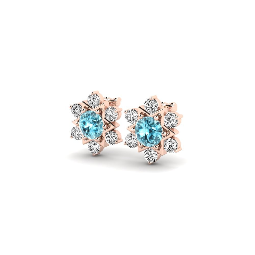14ct Rose Gold Blue Zircon Women's Earring Brochan
