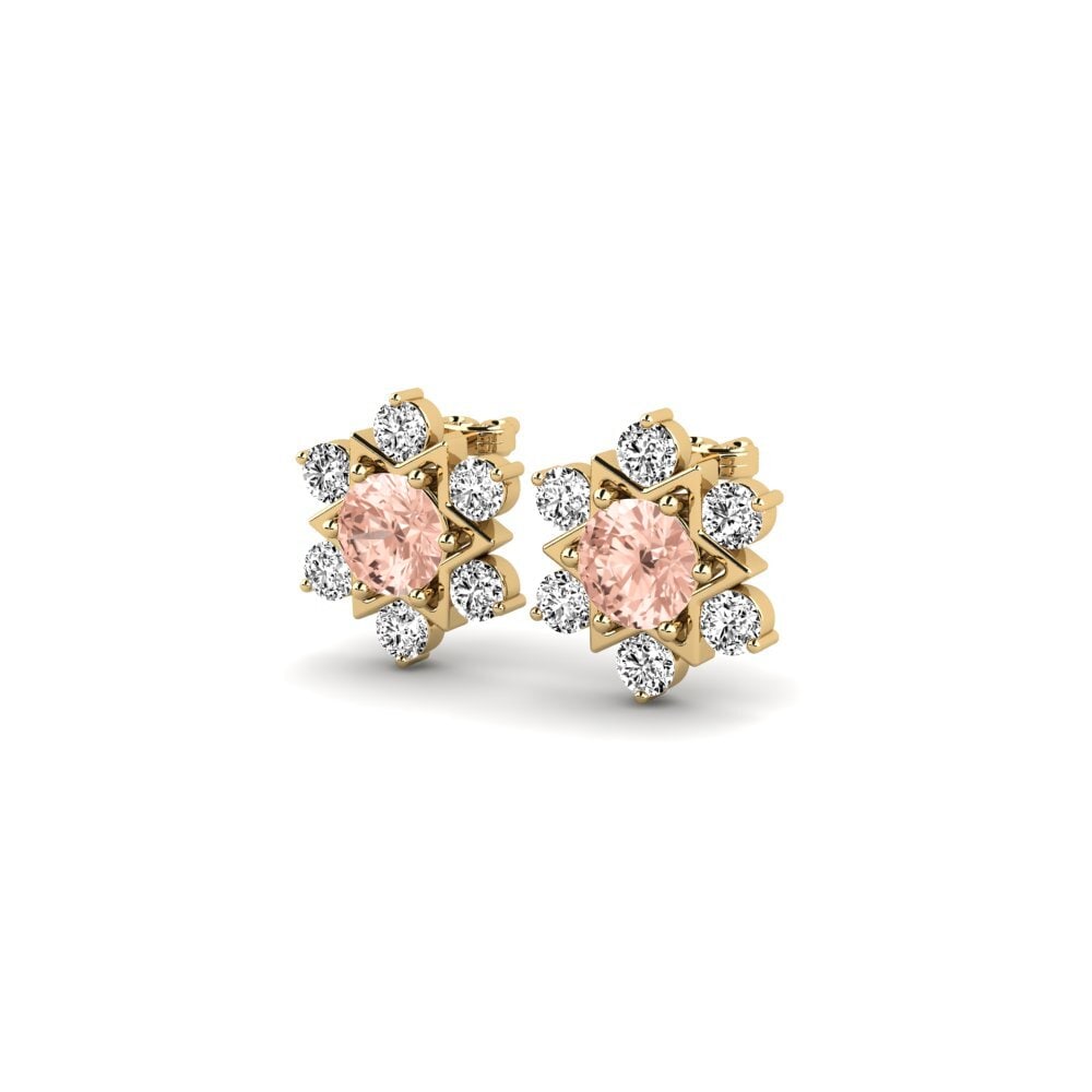 14k Oro Amarillo Morganita Pendiente de mujer Brochan