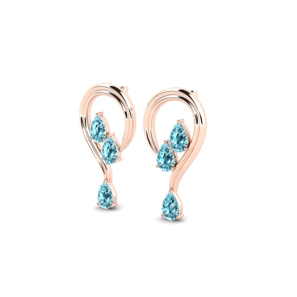14ct Rose Gold Blue Zircon Women's Earring Brothaigh