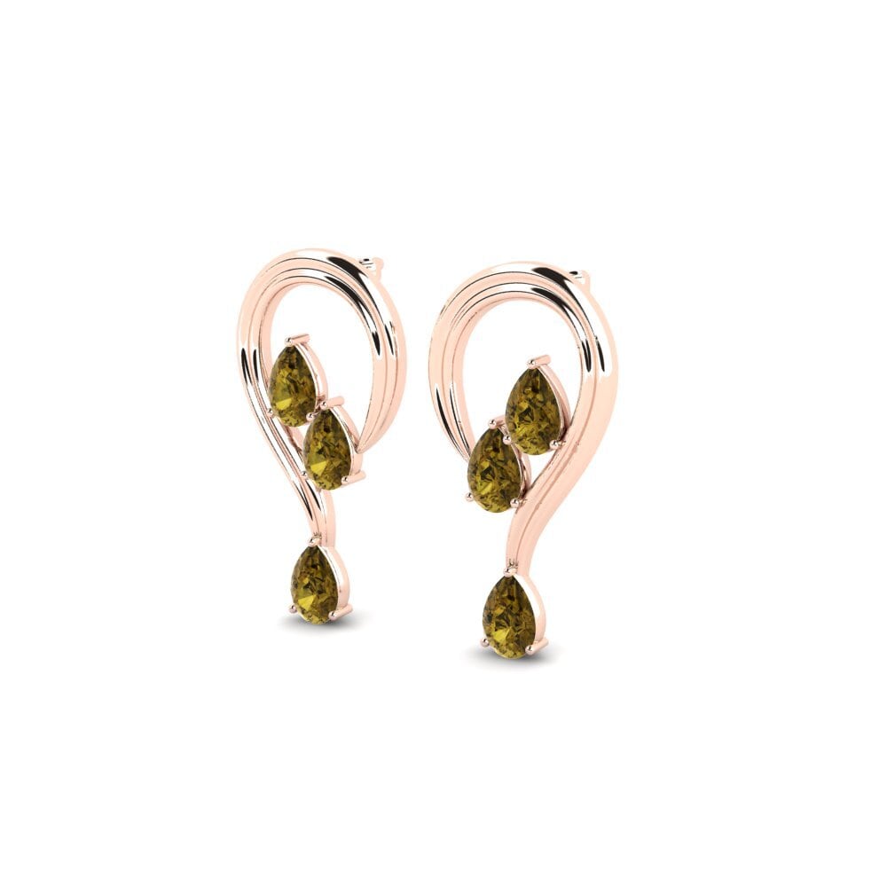 14ct Rose Gold Brown Zircon Women's Earring Brothaigh