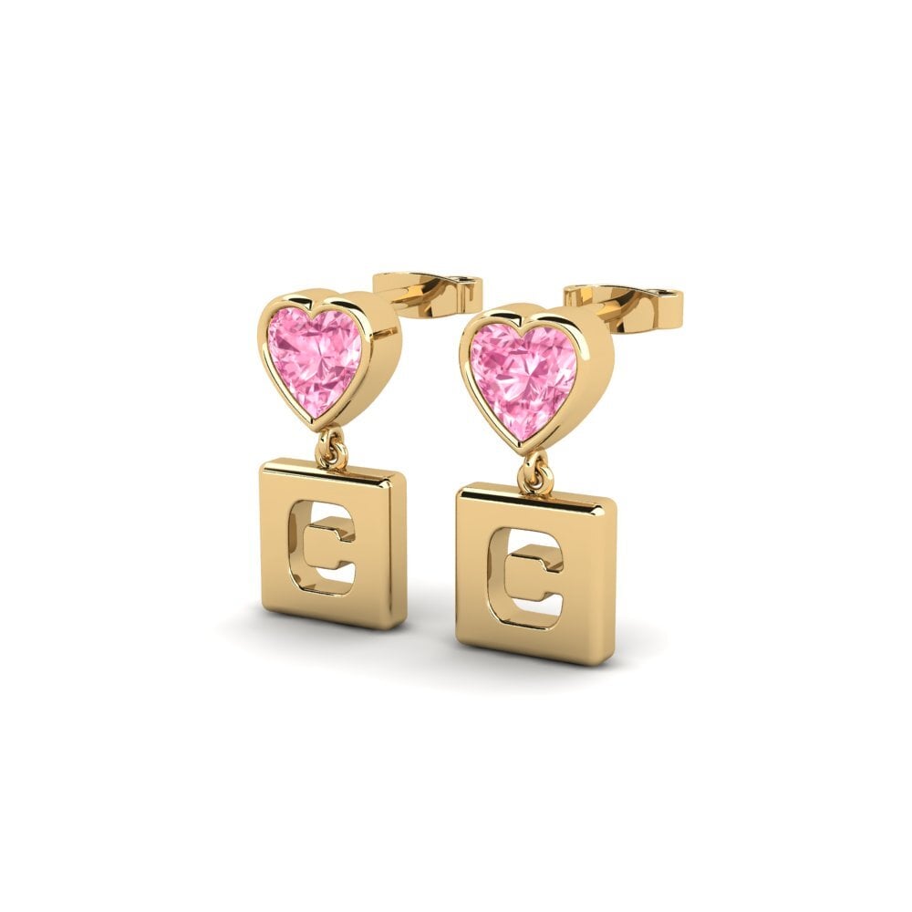 Pink Sapphire Women's Earring Camminare - C