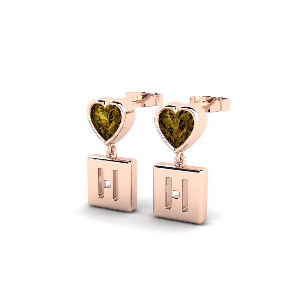 14ct Rose Gold Brown Zircon Women's Earring Camminare - H