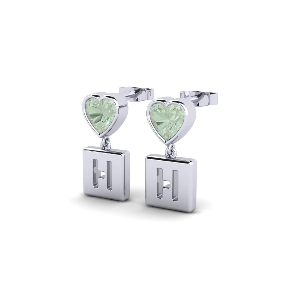 Oro Bianco 375 Ametista Verde Orecchino da donna Camminare - H