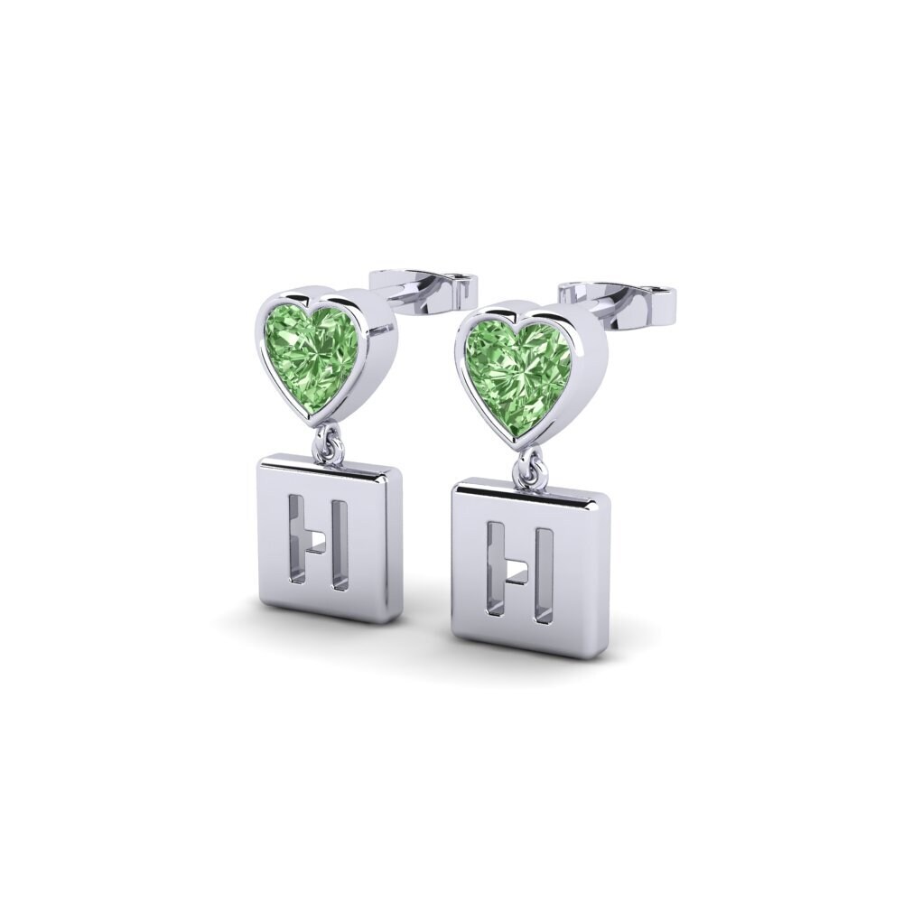 Platino 950 Diamante Verde Pendiente de mujer Camminare - H