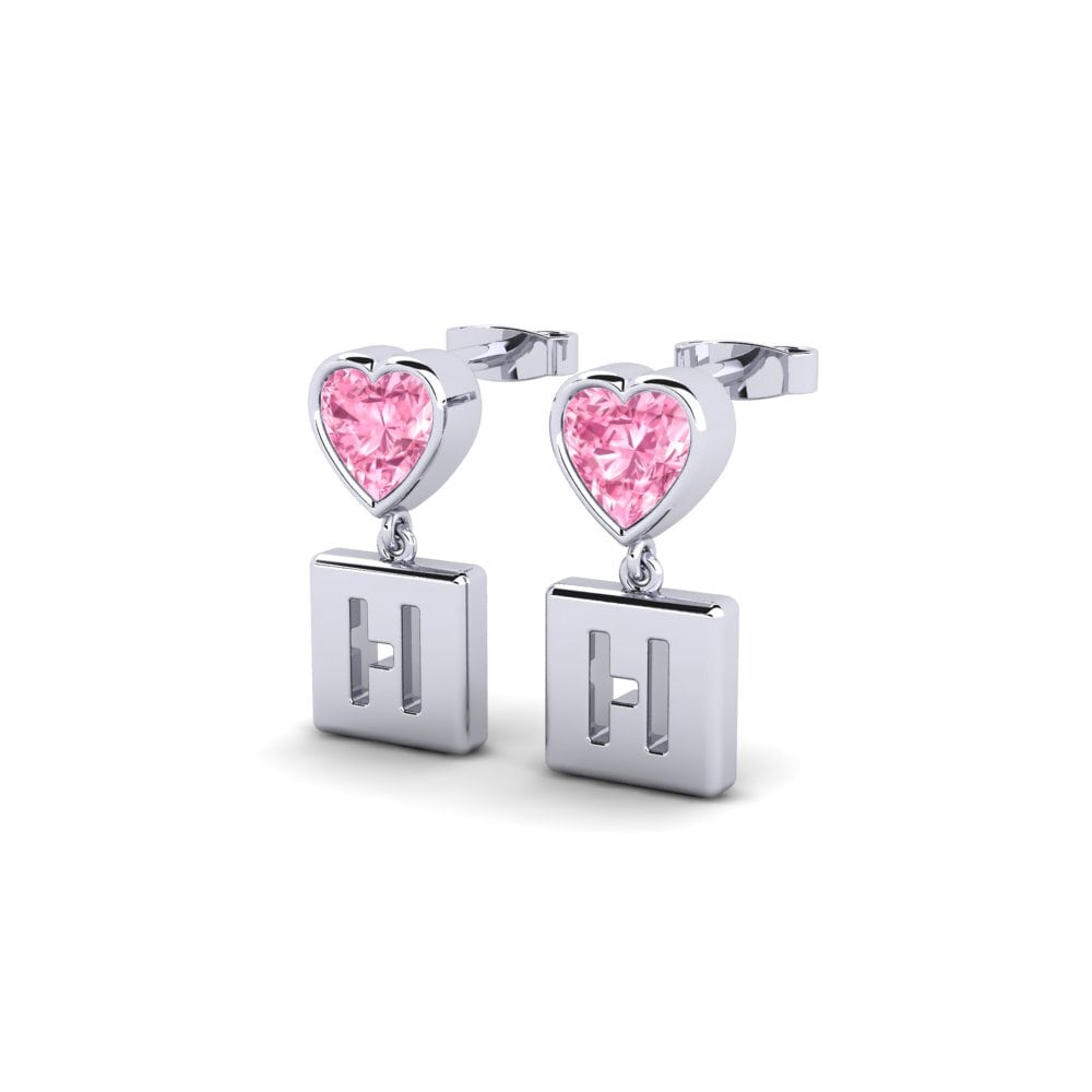 18ct White Gold Pink Sapphire Women's Earring Camminare - H