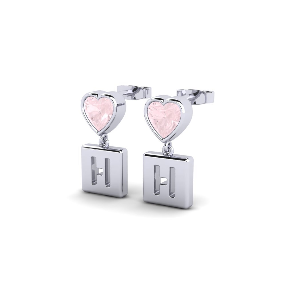 Oro Bianco 375 Quarzo Rosa Orecchino da donna Camminare - H