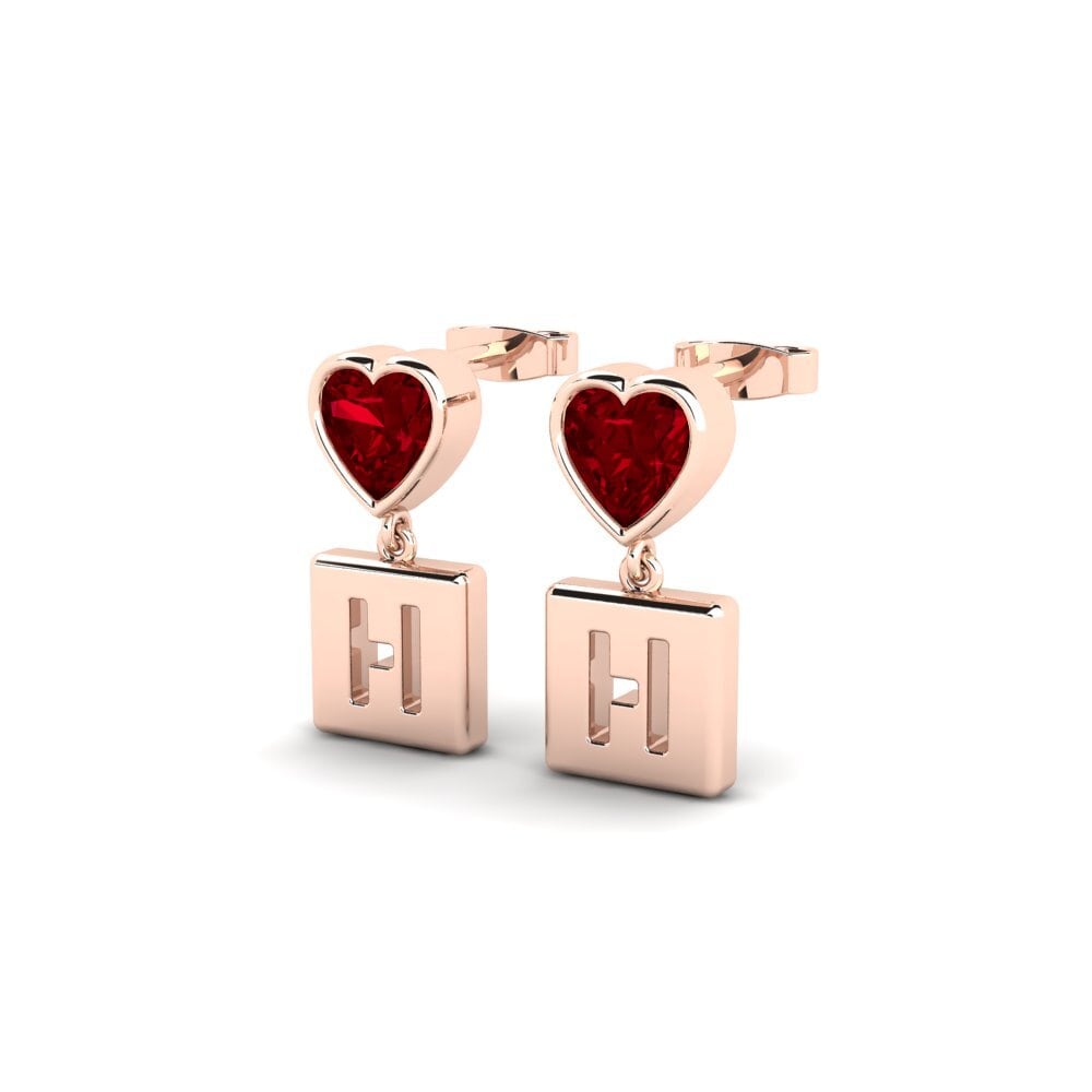 14k Oro Rosa Circonita Roja Pendiente de mujer Camminare - H