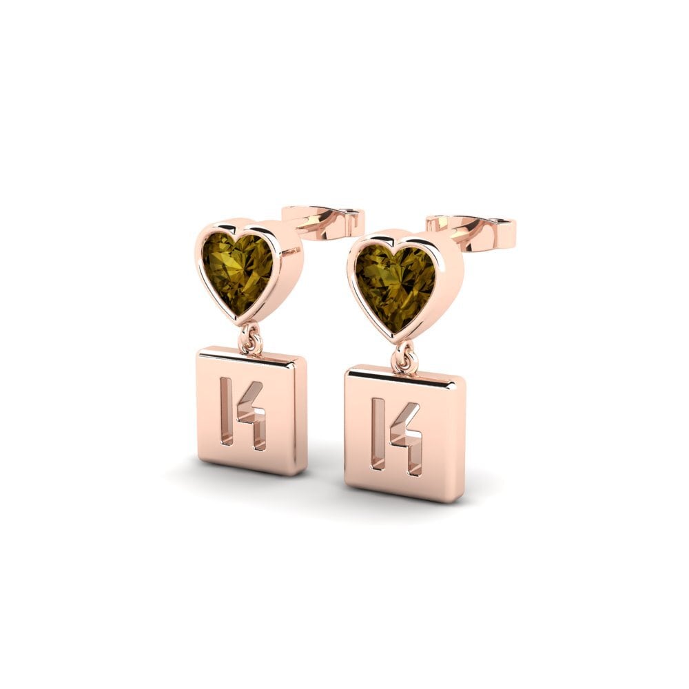 14ct Rose Gold Brown Zircon Women's Earring Camminare - K