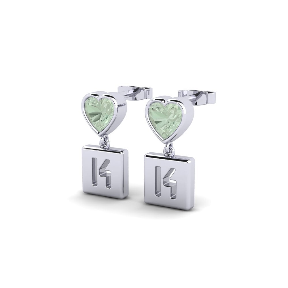 Oro Bianco 375 Ametista Verde Orecchino da donna Camminare - K