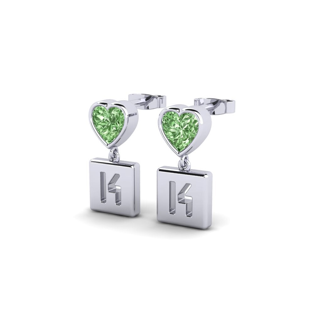 Platino 950 Diamante Verde Pendiente de mujer Camminare - K