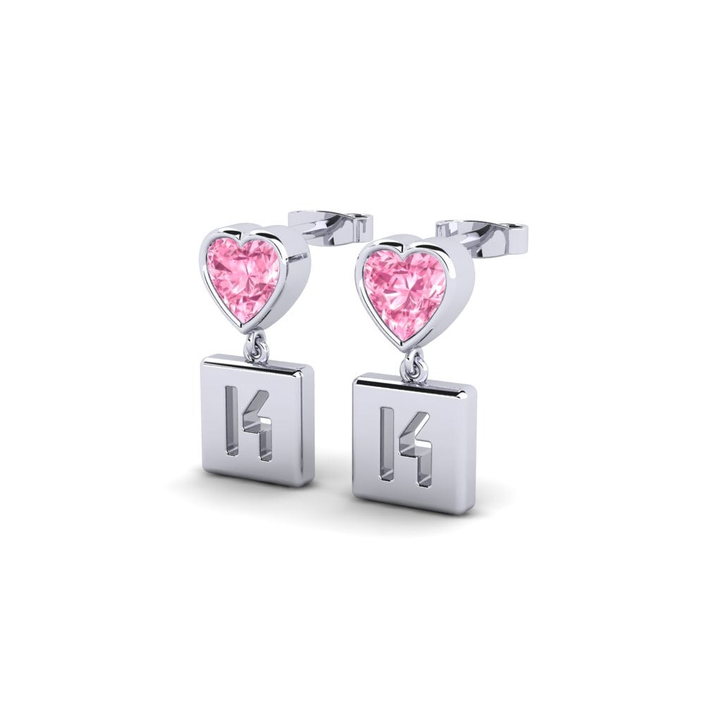 18ct White Gold Pink Sapphire Women's Earring Camminare - K