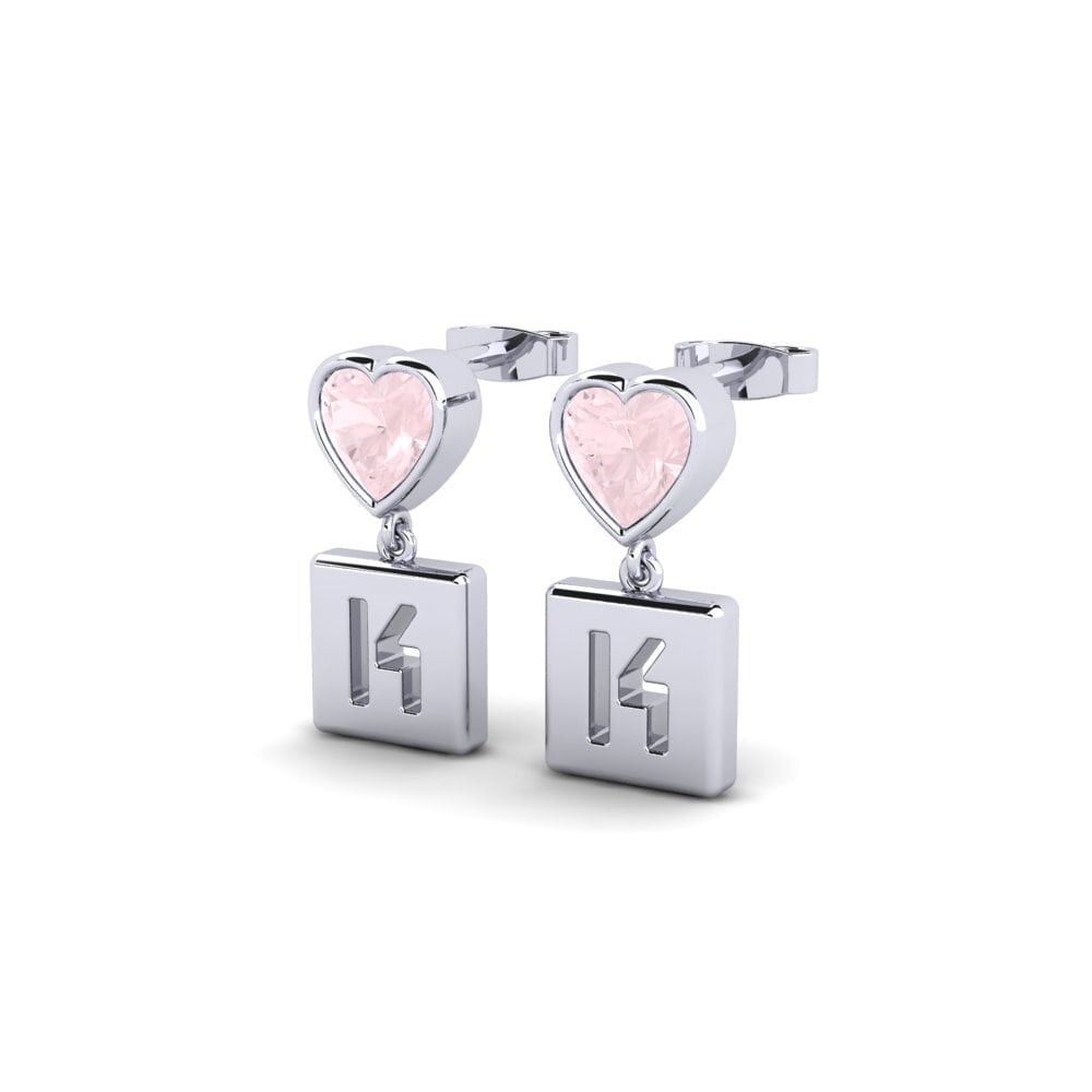 Oro Bianco 375 Quarzo Rosa Orecchino da donna Camminare - K