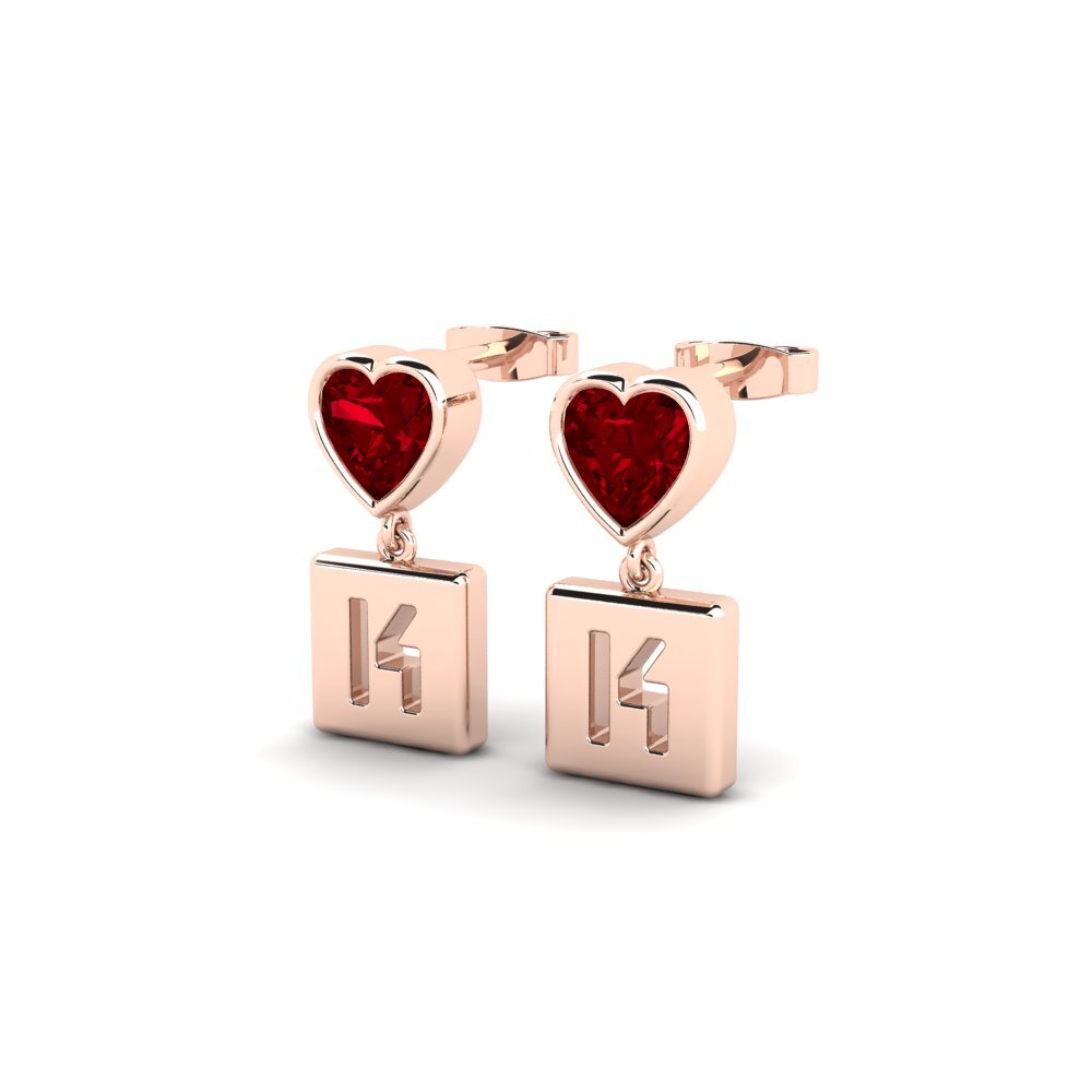 14k Oro Rosa Circonita Roja Pendiente de mujer Camminare - K