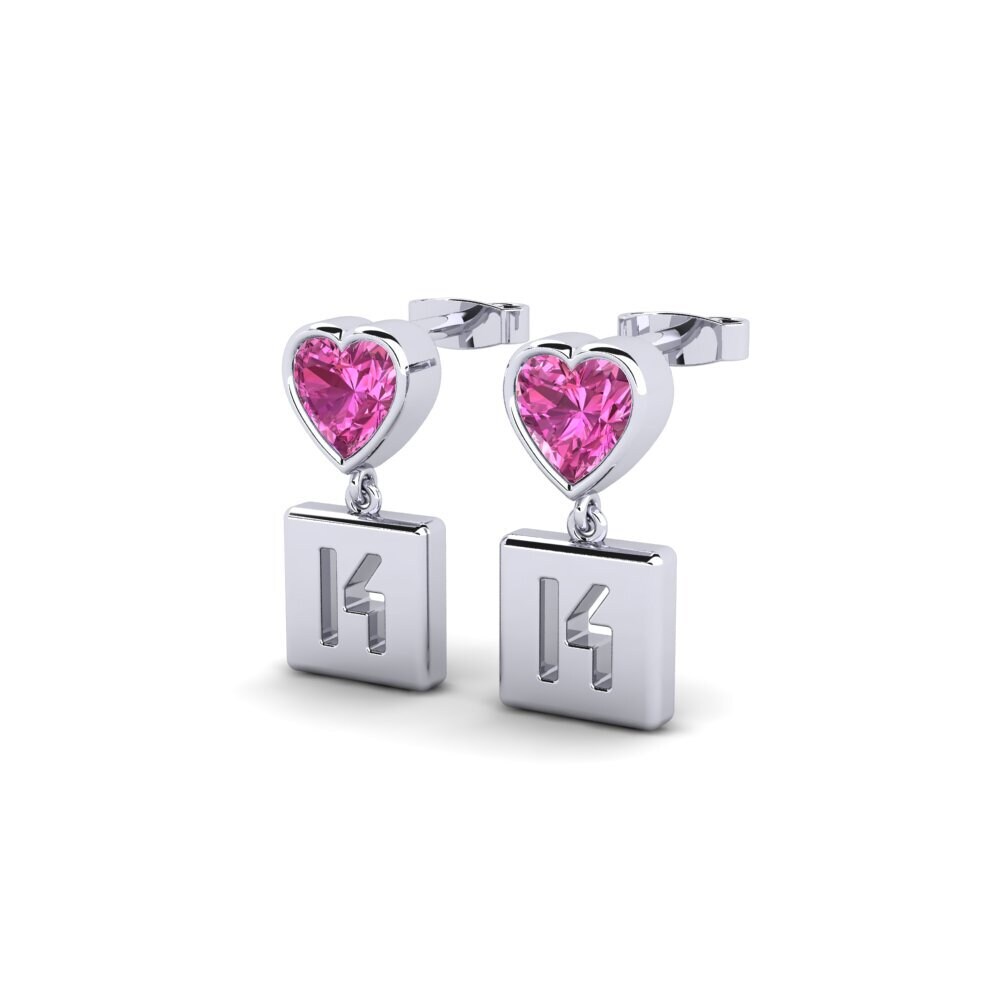 Oro Bianco 375 Topazio Rosa Orecchino da donna Camminare - K