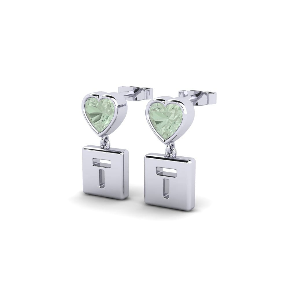 Oro Bianco 375 Ametista Verde Orecchino da donna Camminare - T