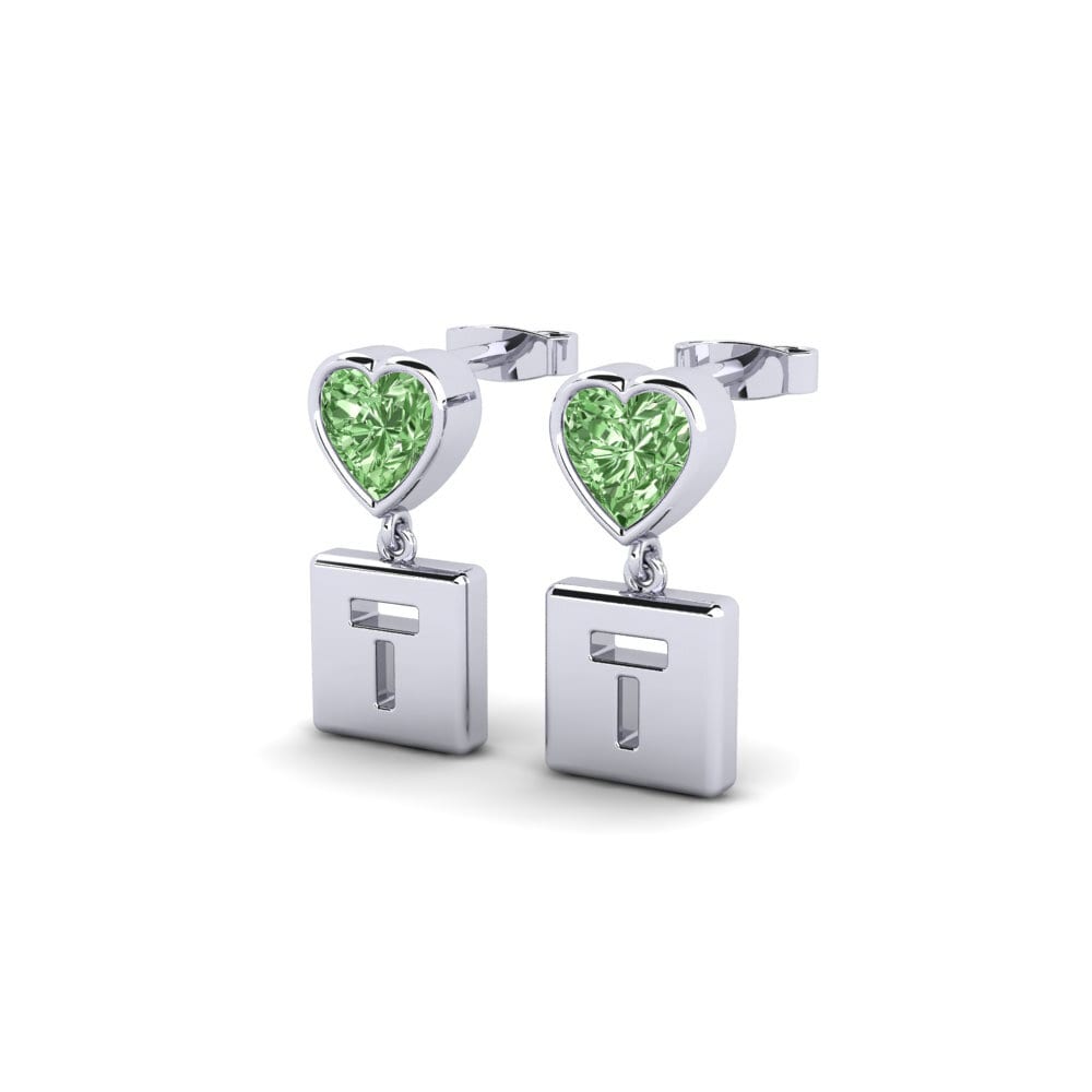 Platino 950 Diamante Verde Pendiente de mujer Camminare - T