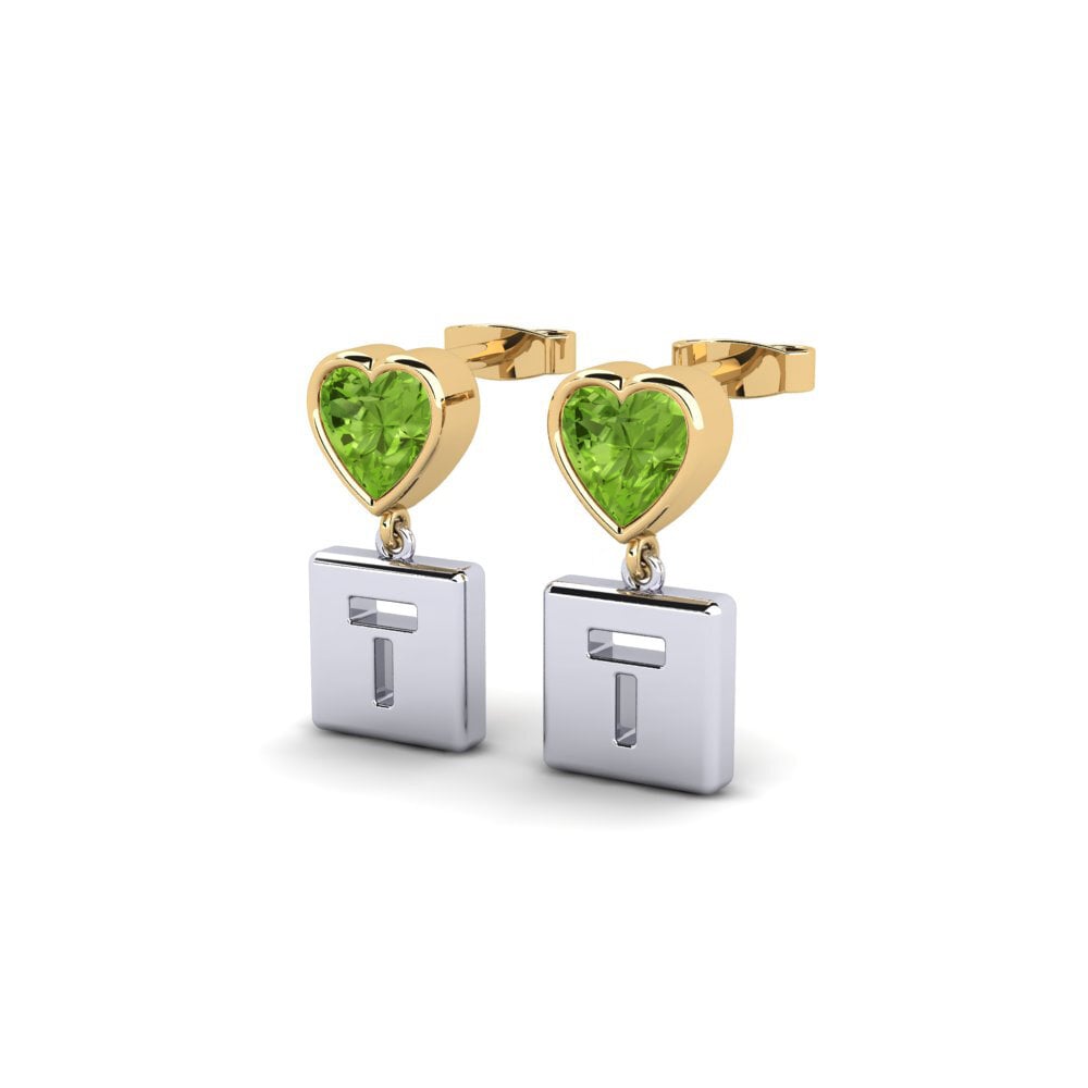 18k Oro Blanco & Amarillo Peridoto Pendiente de mujer Camminare - T