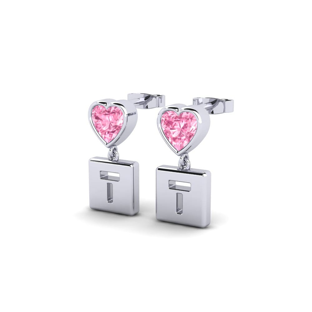 18ct White Gold Pink Sapphire Women's Earring Camminare - T