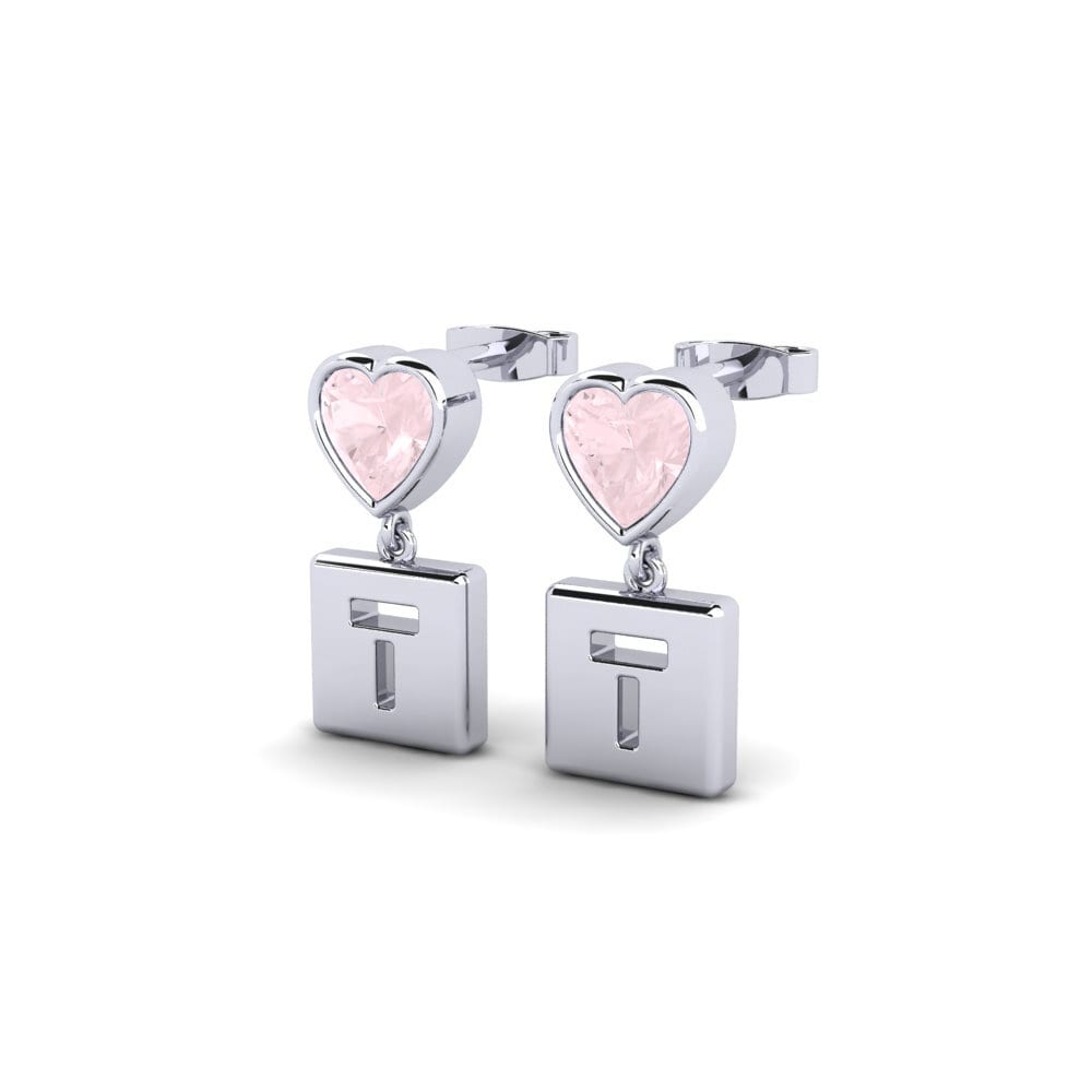 Oro Bianco 375 Quarzo Rosa Orecchino da donna Camminare - T