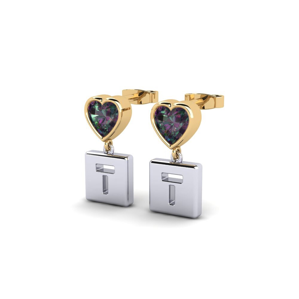 9k Oro Blanco & Amarillo Topacio Místico Pendiente de mujer Camminare - T