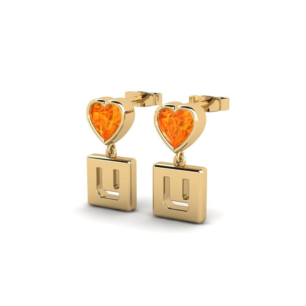 Orange Sapphire Women's Earring Camminare - U