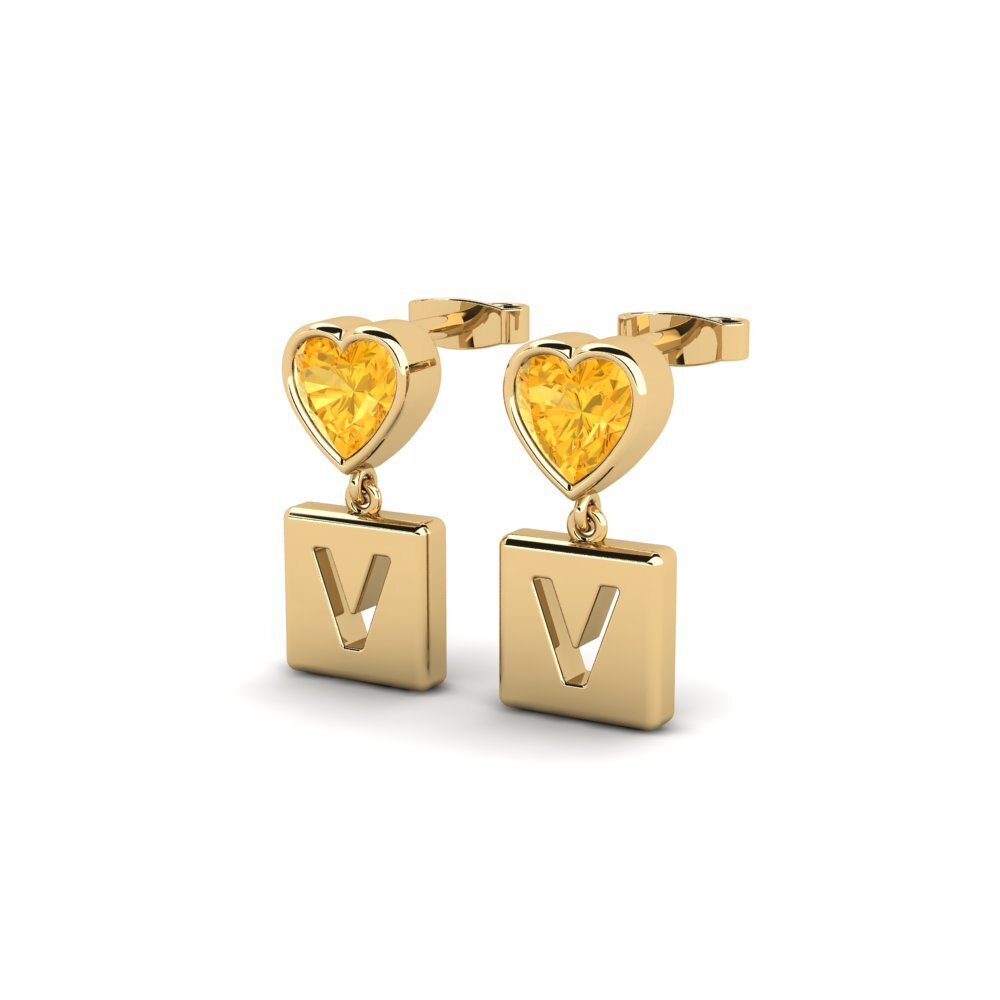 Corazón Citrino Pendiente de mujer Camminare - V