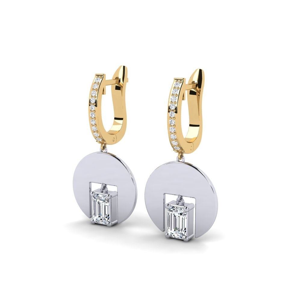 14k Oro Amarillo & Blanco Esmeralda Pendiente de mujer Catriona