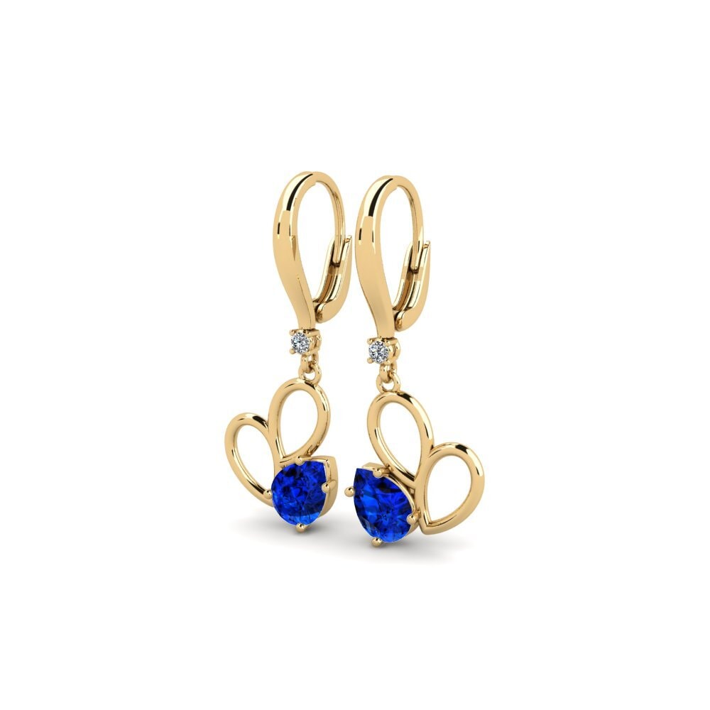 Pear Sapphire (Lab Created) Women's Earring Cotresensa