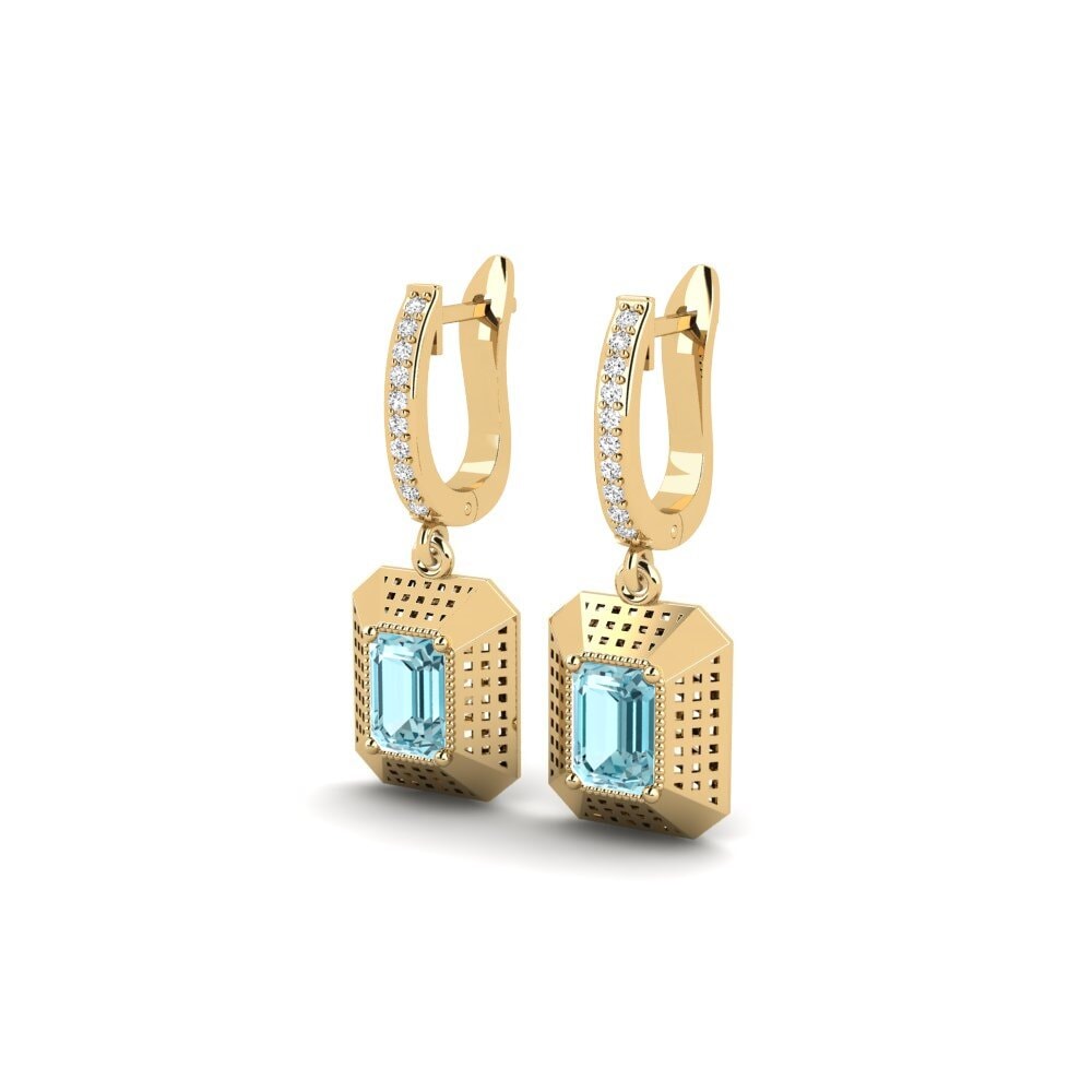 Esmeralda Zircão Azul Brincos Feminino Cuminads