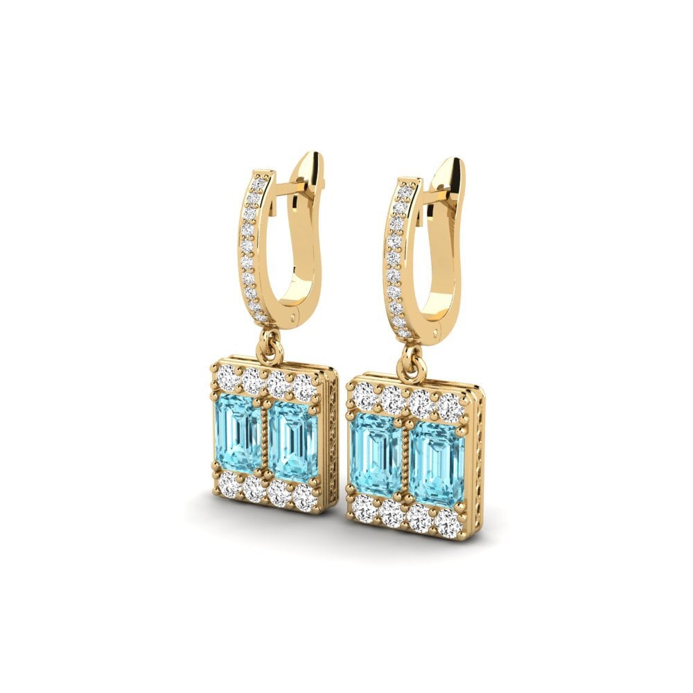 Esmeralda Zircão Azul Brincos Feminino Dinning