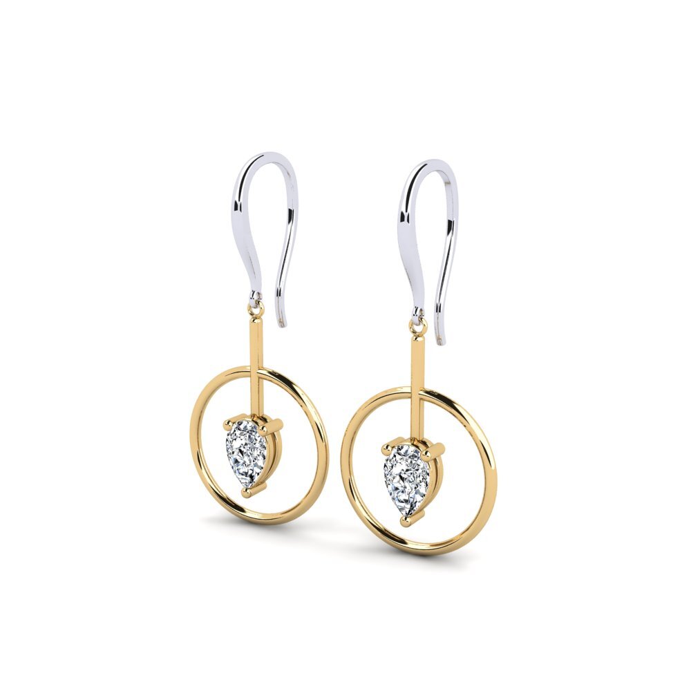 9k Oro Blanco & Amarillo Pendiente de mujer Gotha