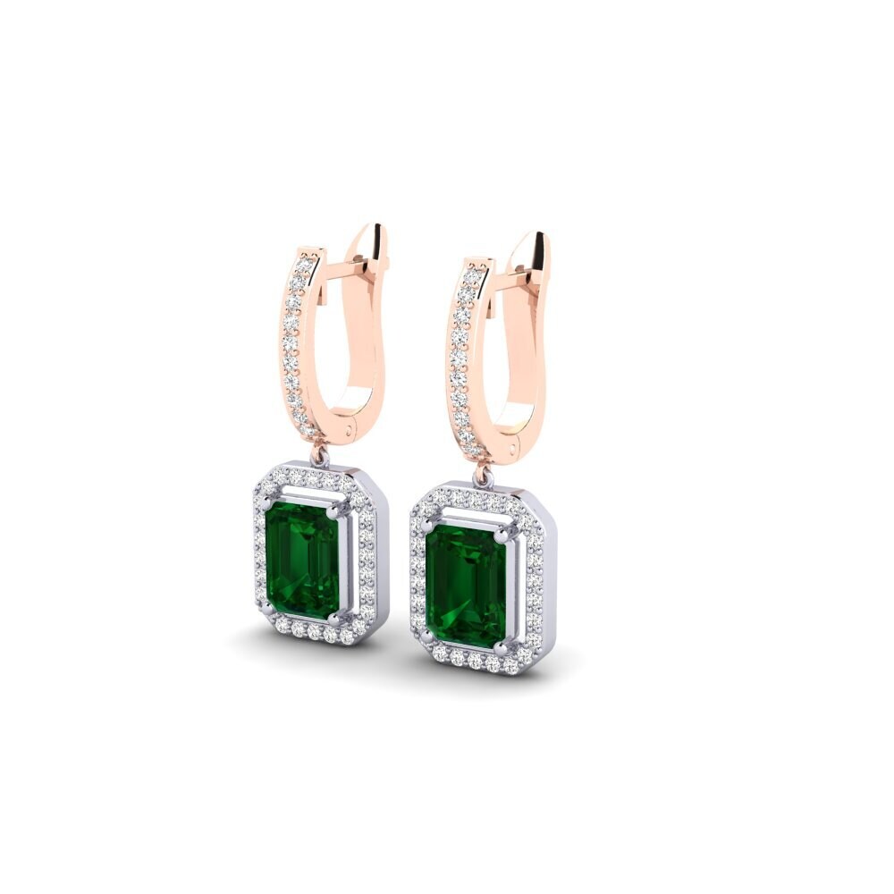 Vermelho & Branco-14K Tsavorite Brincos Feminino Icicle