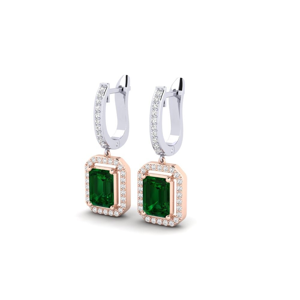 14ct White & Rose Gold Tsavorite Women's Earring Icicle